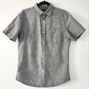 Banana Republic Mens Slim Short Sleeve‎ Chambray Linen Button Down Shirt Medium